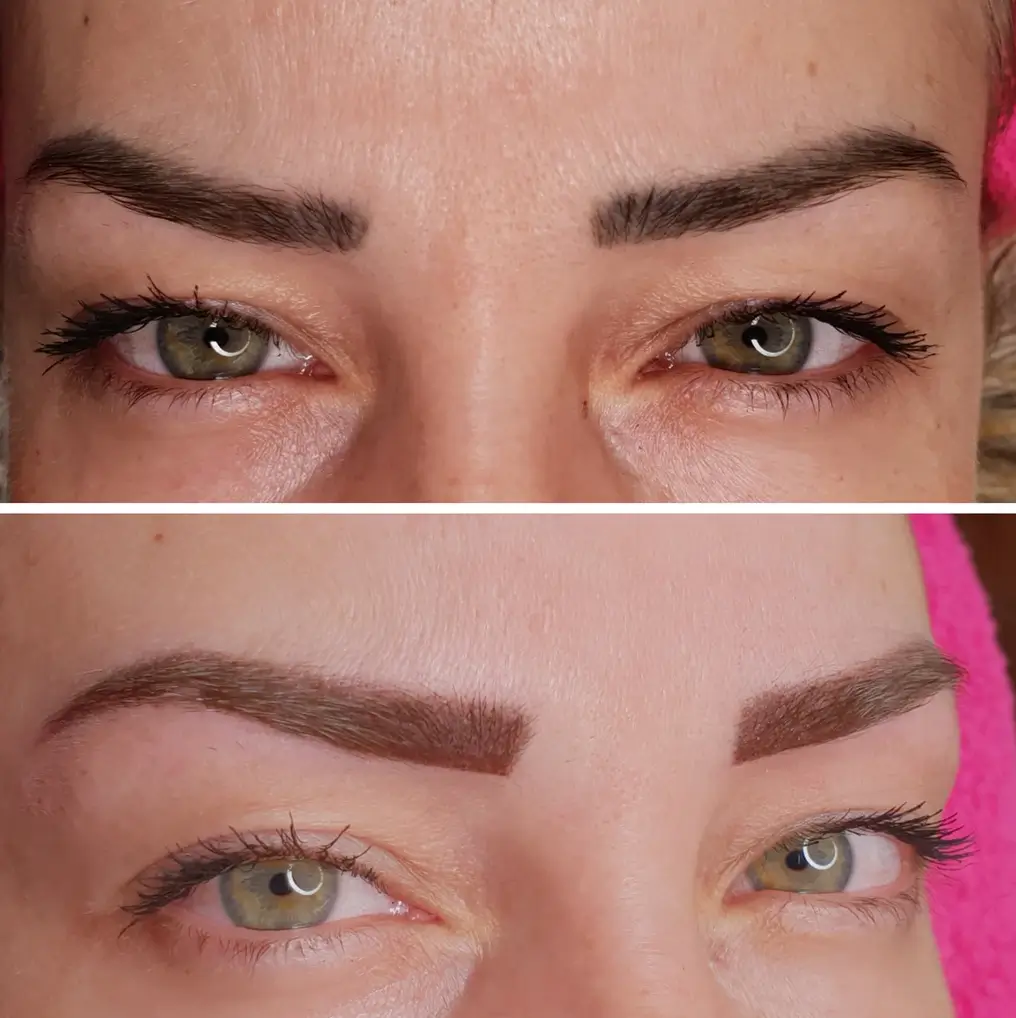 Natuurlijke wenkbrauwen na permanente make-up behandeling